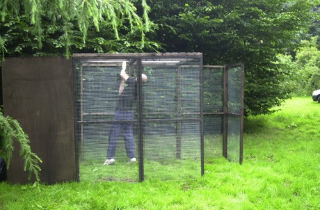 Warren Powell building a release aviary for wild casualties that come into our care