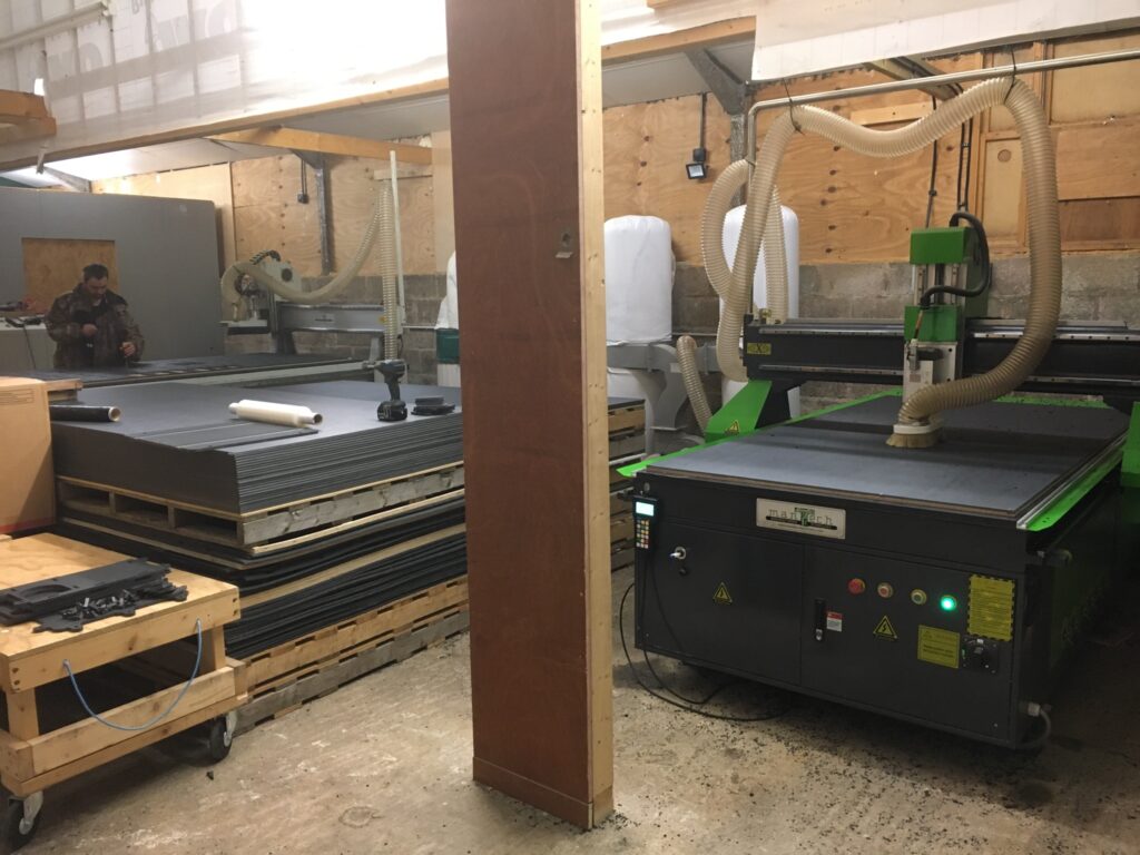 CNC machinery and workshop production space used to manufacture owl and kestrel nest boxes
